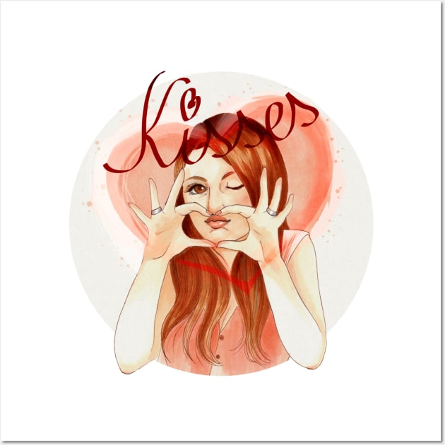 Kisses Woman Portrait Wall Art by jessicaguarnido